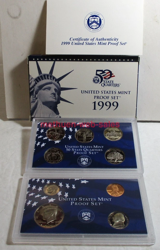 US Mint Proof Set~1999-s~Penny,Nickle,Dime,Quarters,Half-Dollar~Govn't Packaging - Image 1 of 1