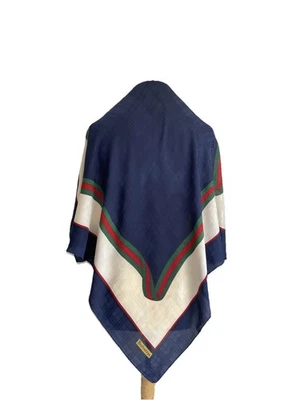 RAS#Bufanda de Seda Burberrys De Colección Azul Marino Crema Rojo Verde Borde Davide Cenci Italia Foto 1 de 4