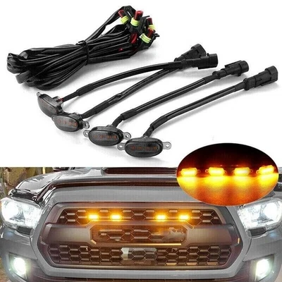 Set Of 4 Yellow Front Grille LED Marker Lights 4X4 Truck For Jeep CJ5 - CJ8 - image 1 of 4