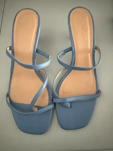 Cuero azul claro J. Sandalias Crew con correa en punta cruzada $168 venta al por menor talla 9 - Imagen 1 de 9