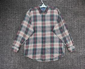 Pendleton Shirt Mens Medium Beige Green Red Plaid Oversized Cotton Wool Blend - Picture 1 of 11