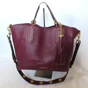 MICHAEL KORS BROOKLYN LARGE LEATHER TOTE PURPLE - Picture 1 of 15