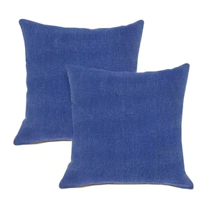Stone Blue Solid Color Stonewashed 20 In. X 20 In. Indoor Throw Pillow Set of 2 - Picture 1 of 7