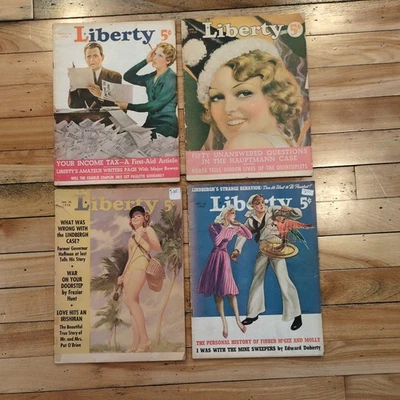 Lot Of 4 Liberty Magazine 1936-1939 Issues ~ Vintage Articles And Advertisements - Image 1 of 4