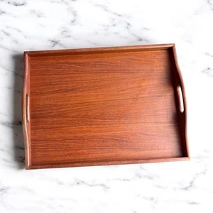 Bandeja para servir madera de teca vintage de mediados de siglo MCM Tailandia - Imagen 1 de 8