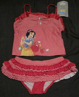Traje de baño Disney Store Blancanieves 2 piezas talla 7/8 bikini mediano rojo a cuadros UPF50+ Foto 1 de 4