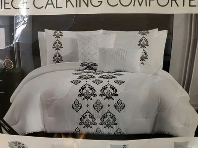 HALLMART COLLECTIBLES Calena 9-Pc. King Comforter Set Black & White - Image 1 of 2