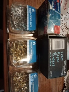 Bulk Lot Of Paper Fasteners, Paper Binders,Paper Clips And Staples. Surplus - Picture 1 of 6