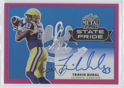 2017 Leaf Metal Draft State Pride Pink /15 Travin Dural #SP-TD1 Rookie Auto RC - Image 1 of 2