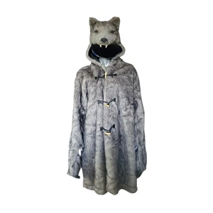 Ripple Junction Kopf Kapuze Wolf Kunstfell Kostüm Mantel mit Pfoten Grau Unisex M-L  - Bild 1 von 17