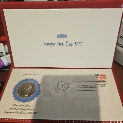 President JIMMY CARTER & MONDALE Inauguration Day SILVER Medal +First Day Covers - Image 1 of 2