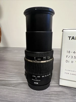 TAMRON 18-270mm F/3.5-6.3 DI II VC HLD ZOOM LENS FOR CANON NO LENS HOOD OR COVER - Image 1 of 4