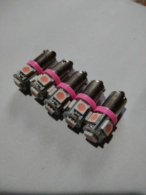 PINK ✅ 5 x BA9S T4W H6W 233 H21W 5 SMD LED BULBS ✅ Classic Car Interior Dome - Image 1 of 4