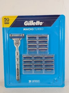 20 Gillette Mach3 Turbo Men's 3 Blade Razor Refill Cartridge Genuine - Picture 1 of 2