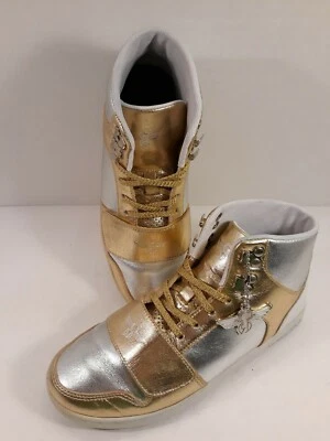 Creative Recreation Cesario Gold Silver Leather High Top Sneakers Women's Sz 6.5 - Image 1 of 4