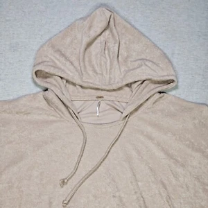 Free People Hoodie Womens LARGE Beige Oversized Pullover Terry Early Morning - Picture 1 of 11