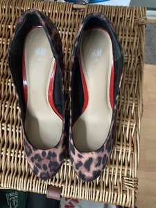 H&M LADIES BROWN ANIMAL PRINT PLATFORM COURT SHOE UK 5/38 STILETTO HEEL NEW - Picture 1 of 5