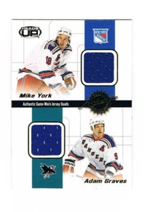 2001-02 Pacific Heads Up Quad Jerseys  #25 York/Graves/Lefebvre/Malhotra - Picture 1 of 2