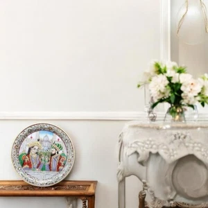12" Marble Mughal Empire Wall Decor Beautiful Hand Painted Plate Home Interior - Picture 1 of 8