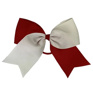Large Cheer Bow Ponytail Ribbon Girls Hair Band Red & White Cheerleading Bow - Picture 1 of 4