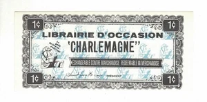 198?, COUPON $0.01 DE LA LIBRAIRIE D'OCCASION "CHARLEMAGNE", NO. 59983 - Picture 1 of 2