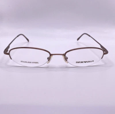Marco de gafas Emporio Armani EA9172 800 de metal marrón semi borde 47-18-135 Italia Foto 1 de 4