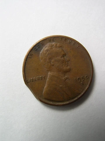 Coin Money 1950 S Penny Error Chipped Planchet Cover
