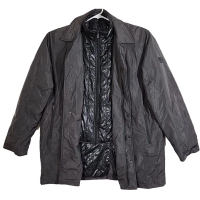 Tumi T-Tech Insulated Jacket Anorak Mens XL Black Zip Snap Mock Double Layer  - Image 1 of 4