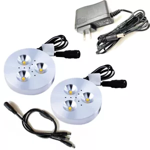 2pcs/kit DC 12v 3W LED Puck/under Cabinet Light,LED spotlight with power supply - Picture 1 of 6
