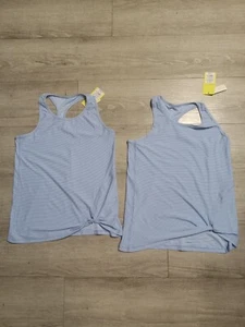 2 Girls Size Large 10/12 Activewear Tank Tops Light Blue Colorway New With Tags - Picture 1 of 5