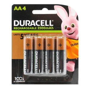 GENUINE Duracell AA 2500 mAh Rechargeable Battery (Pack of 4) Brand New - Picture 1 of 3