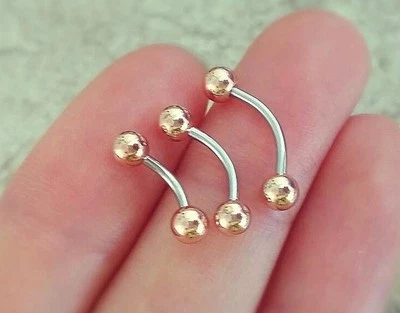 16g Anello per Ombelico Classico Navale Argento Oro Rosa Graziosa Rook Piercing - Immagine 1 di 2