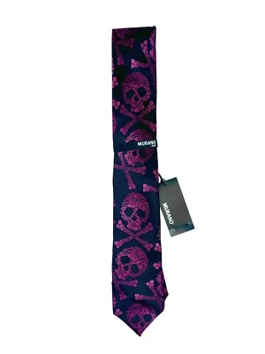 Murano Men's Slim Silk Tie Necktie Black/Red Floral Skull Print - NWT - Image 1 of 4