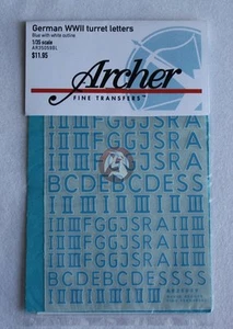 Archer 1/35 German WWII Turret Letters Outlined (Blue w/White Outline) AR35059BL - Picture 1 of 1