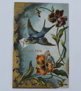 CPA CARTE POSTALE ANCIENNE EN RELIEF BONNE FETE DEBUT XXe SIECLE 14 x 9 cm - Foto 1 di 2