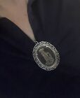 Vintage Avon Etched Glass Victorian Lady Cameo Necklace