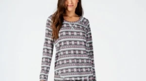 Jenni by Jennifer Moore Women's Printed Soft Pajama Top Gray Fairisle S - NWT - Picture 1 of 1