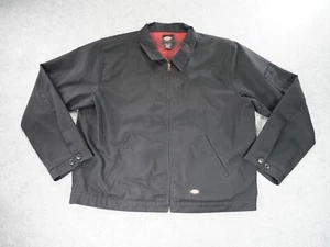 Dickies Jacket Mens 2XL Black Eisenhower Flannel Lined ZIP Up Work Mechanic - Picture 1 of 12