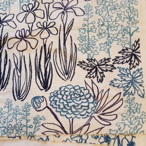Ikea Blue Purple Abstract Floral Fabric 60" 2009 Kazuyo Nomura Retired 1 Yard - Picture 1 of 6