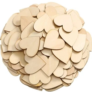 100 Pcs 2 Inch Wooden Hearts Cutouts Unfinished Wooden Ornaments Embellishments - Picture 1 of 7