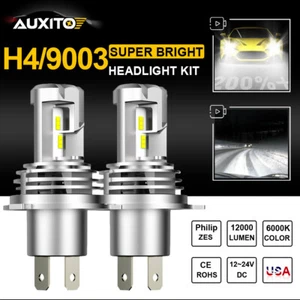 2x AUXITO H4 9003 LED Headlight Conversion Kit Bulb Hi Lo Beam 6500K Super White - Picture 1 of 11