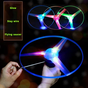Kid Sports Pull Line Saucer Toys Children Outdoor Fun Rotating Flying Toy LED - Picture 1 of 8