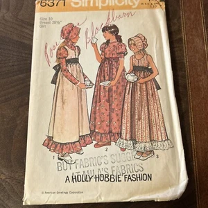 VTG Holly Hobbie Sewing Pattern Simplicity 6371 Size 10 Prairie Dress Bonnet - Picture 1 of 5