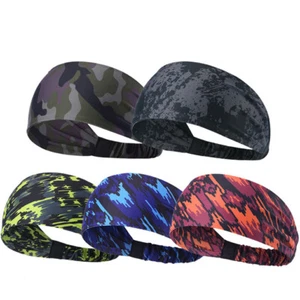 Men Sweatband Headband Yoga Hair Bands Women Moisture Wicking Sports Head Bands - Picture 1 of 19