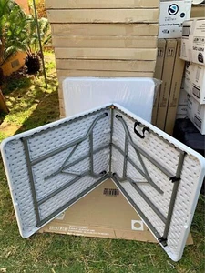 6FT Plastic Folding Table Portable Fold-in-Half Picnic Utility Table with Handle - Picture 1 of 7