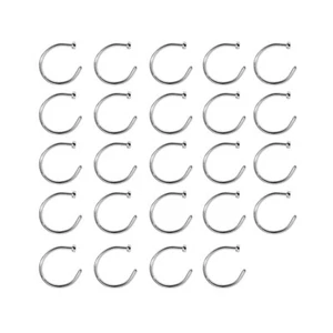 Venta al por mayor 24 PIEZAS 18G 20G anillos de aros nariz perforados de acero quirúrgico joyería - Imagen 1 de 12