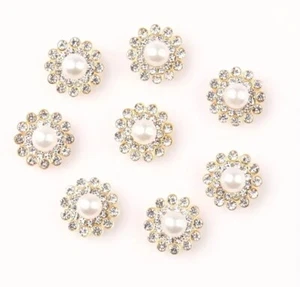 50x 14mm White Peril Flower Claw Sew on Rhinestones Gems for DIY Sewing Decor - Picture 1 of 3