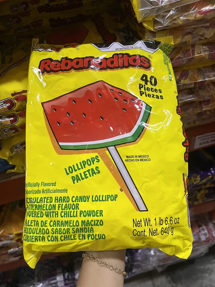 Paleta De Sandia Cubierta De Chilito,, piruletas mexicanas de sandía, 40 piezas Foto 1 de 1