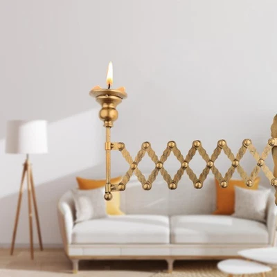 Wall Candle Holder Candle Sconce Wall Mount Home Pillar Candle Stand Telescopic - Image 1 of 4