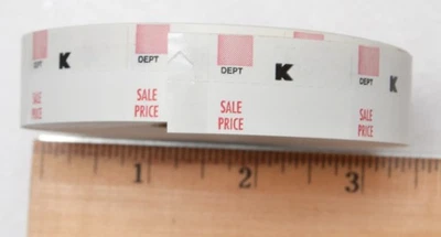 1 Near Full Roll KMART Med. Store WHITE SALE PRICE GUN STICKERS Vintage Unused A - Image 1 of 4